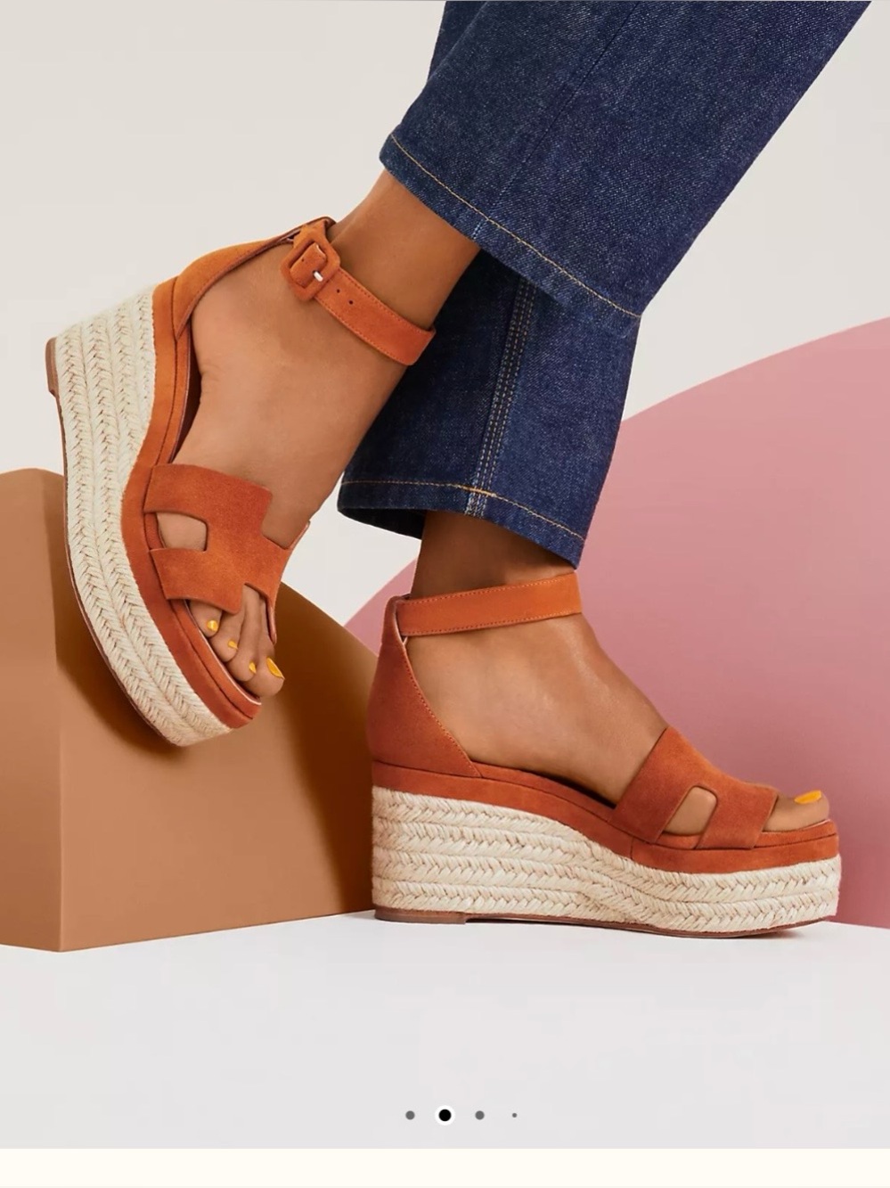 Hermes Tan Suede Espadrille Wedge size 38 Sandals